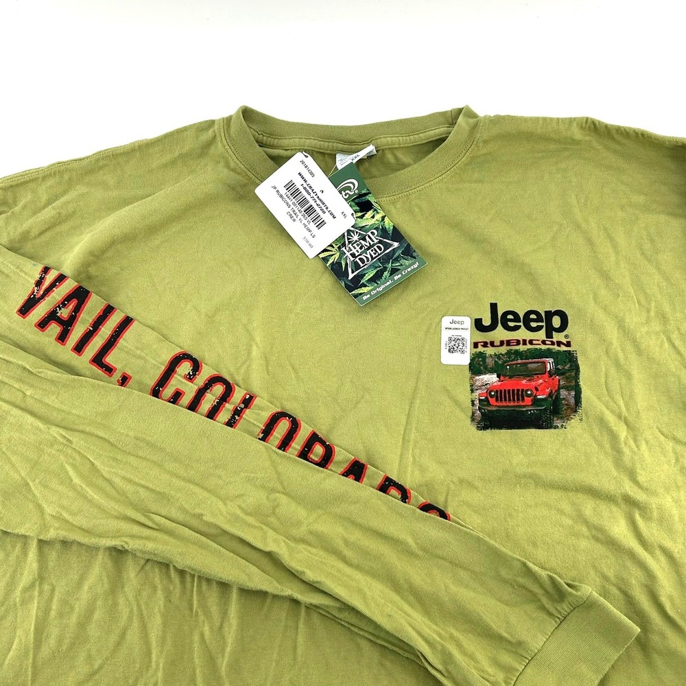 Crazy Shirts Jeep Rubicon Vail Colorado Hemp Dyed Long Sleeve Tee Green XXL NWT